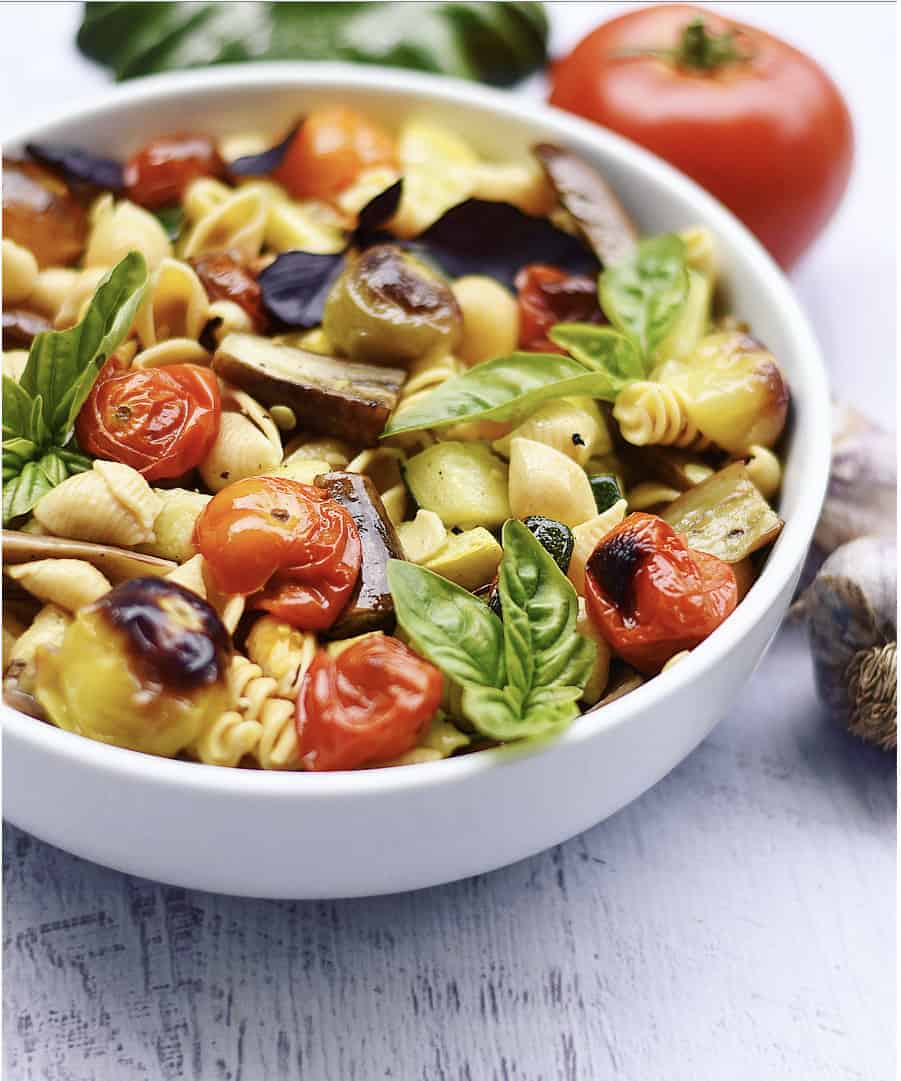 Vegan Pasta Recipe: Roasted Vegetables & Chickpea Pasta