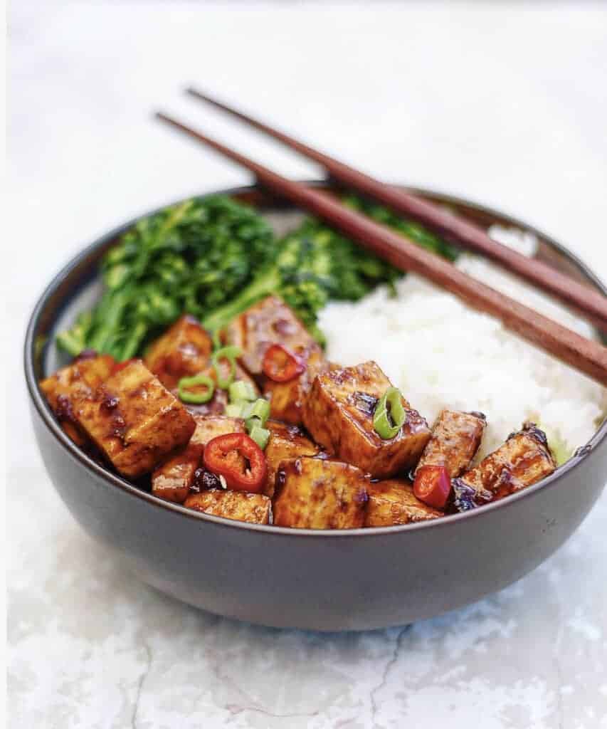 Vegan Chinese Food Spicy Asian Tofu Bowls by Herbivores Kitchen