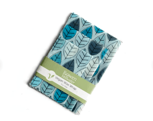 Vegan Wax Wrap in Blue Leaf, soy free, zero waste beeswax wrap alternative for vegans