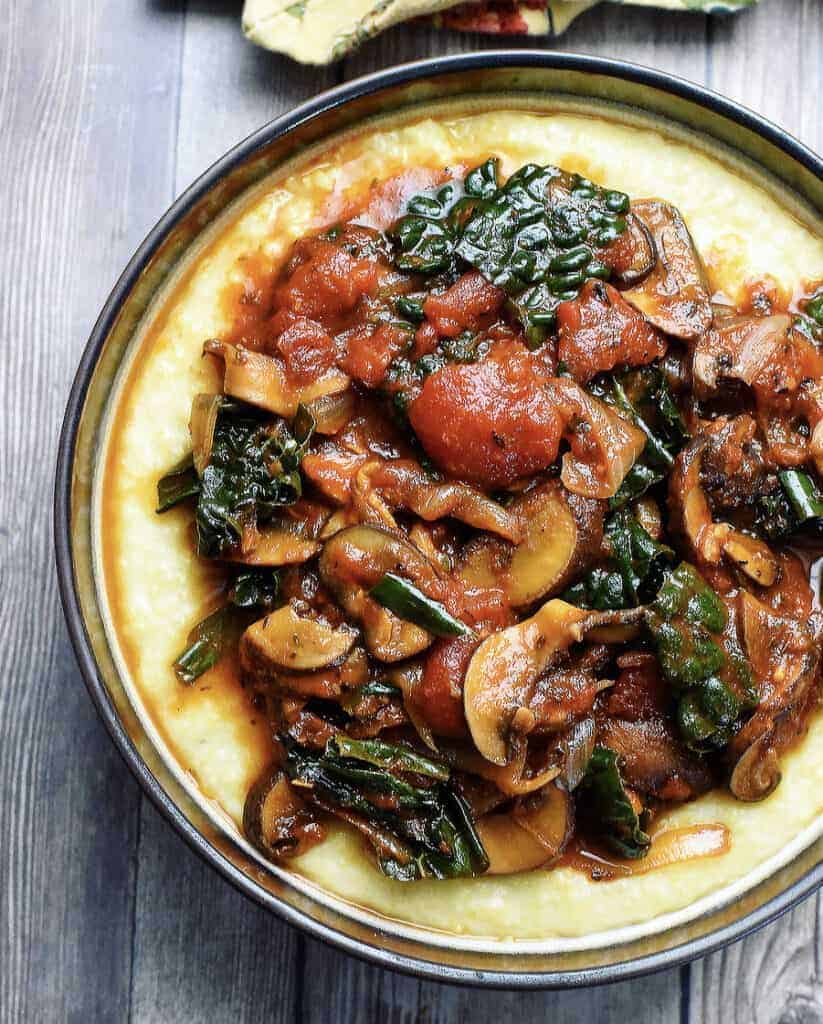 Vegan Creamy Polenta with Mushroom Ragu