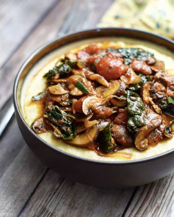 Vegan Creamy Polenta With Mushroom Ragu