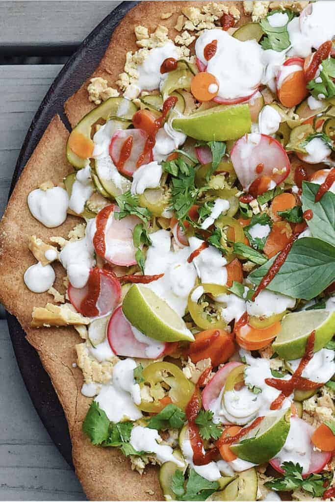 Vegan Bahn Mi Pizza with Pickled Vegetables