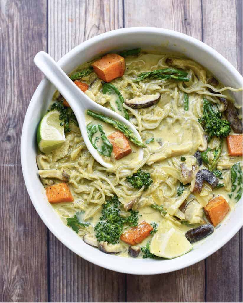 Vegan Thai Green Curry Noodle Bowl