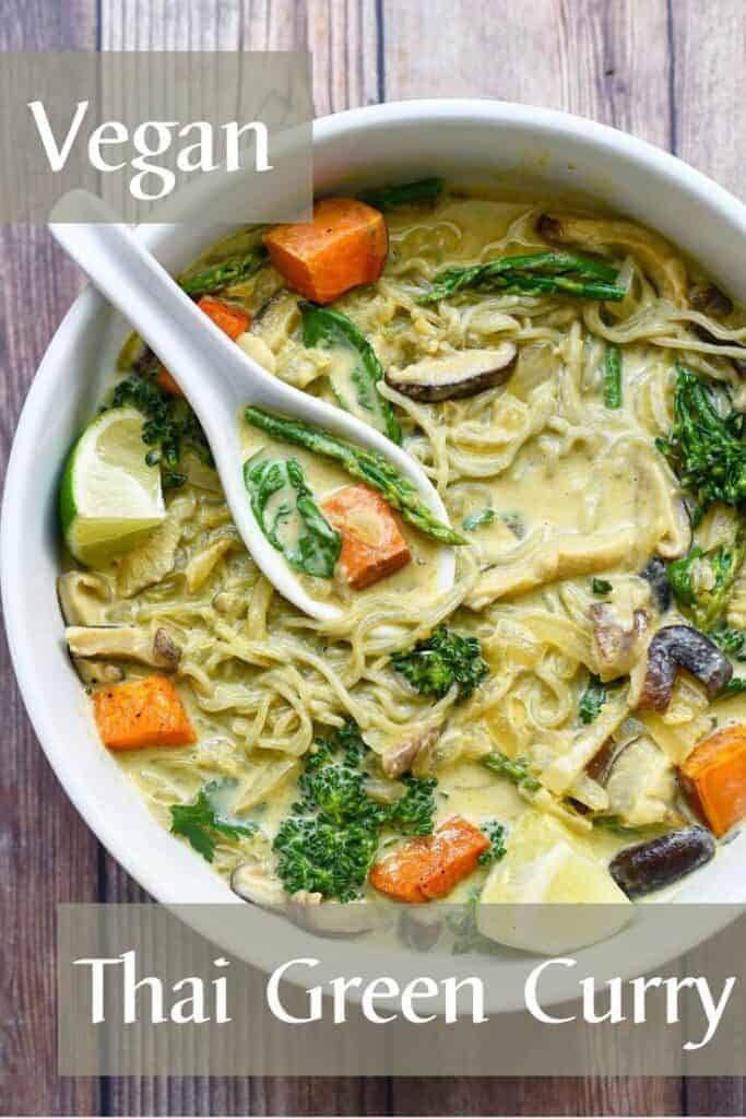 Vegan Thai Green Curry Noodle Bowl