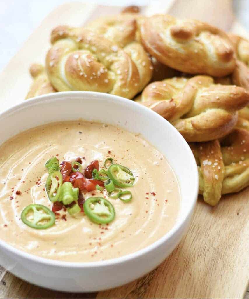 Homemade Soft Pretzels with Vegan Cheese Sauce