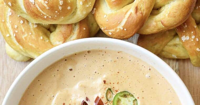 Homemade Soft Pretzels with a Vegan Cheese Sauce