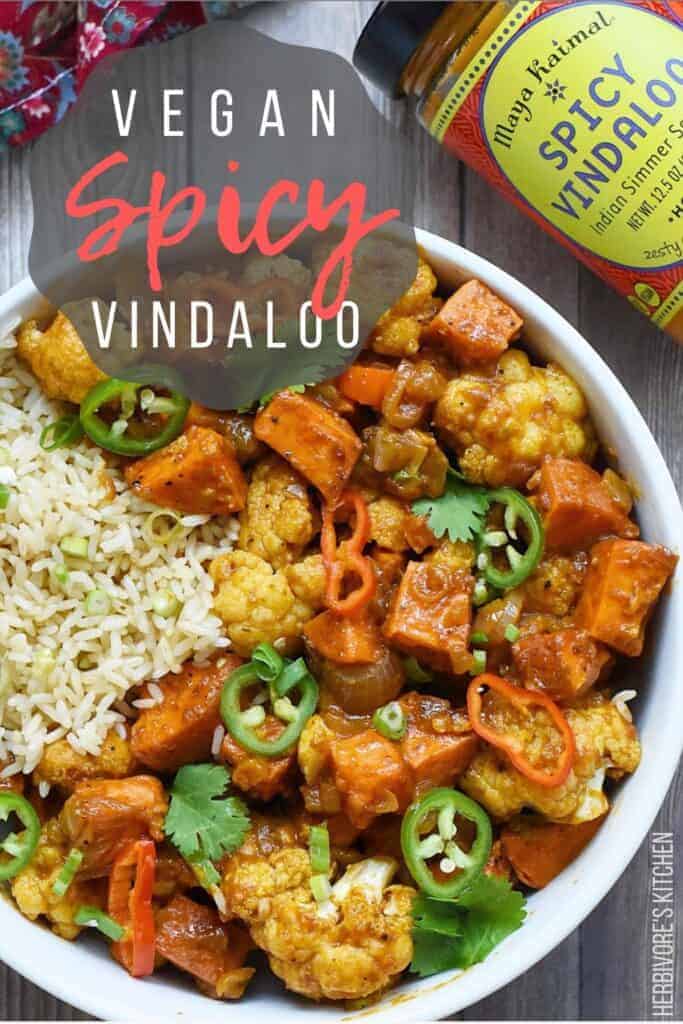 Easy Vegan Dinner Vindaloo with Sweet Potatoes and Roasted Cauliflower