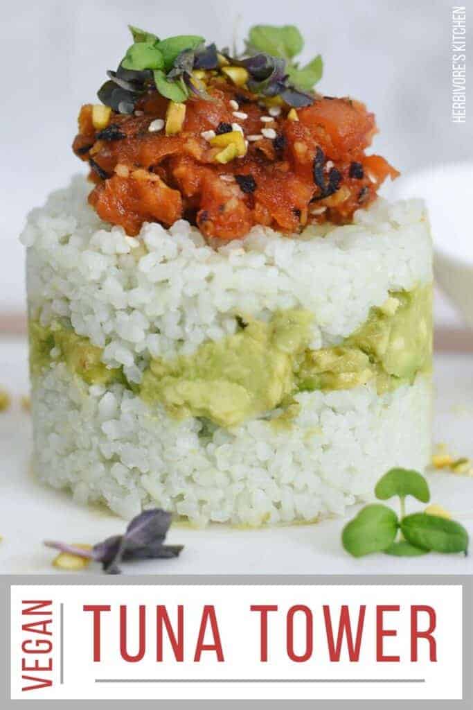 Vegan Sushi Recipe Tuna Tower with Avocado