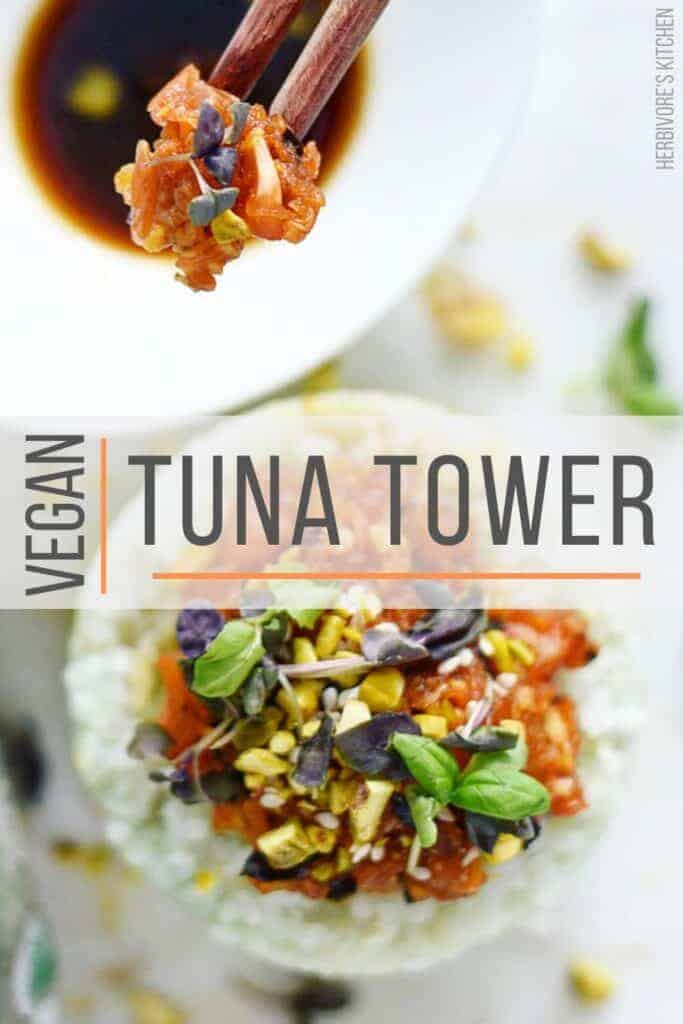 Vegan Sushi Recipe Tuna Tower with Avocado