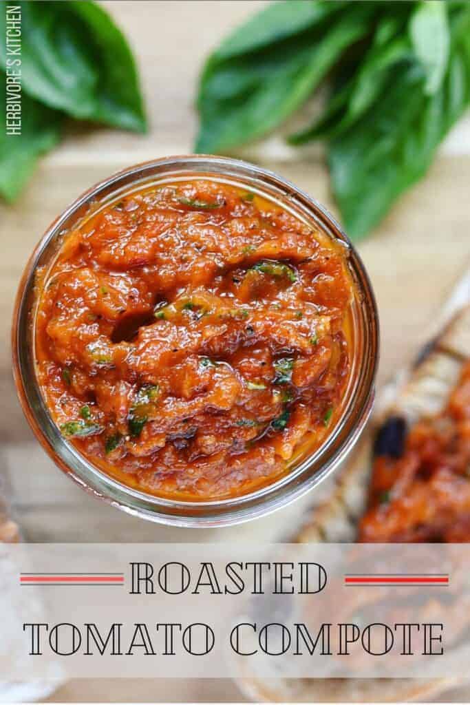 Roasted Tomato Compote with Fresh Basil and Olive Bread from Sourdough Starter