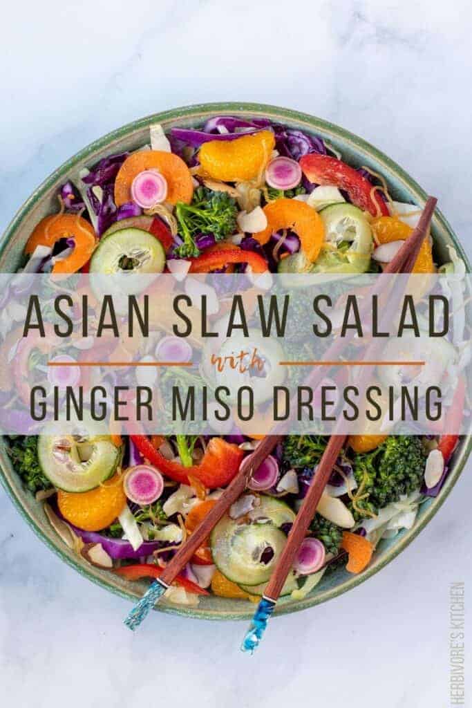 Asian Slaw Salad with Ginger Miso Dressing