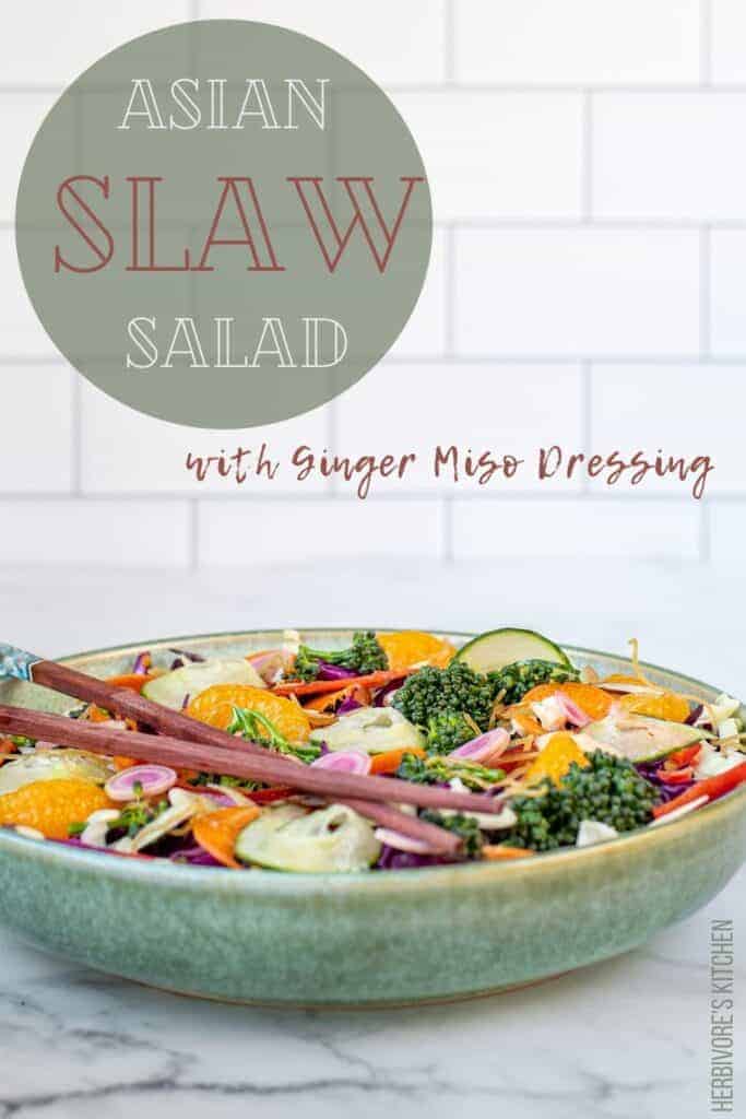 Asian Slaw Salad with Ginger Miso Dressing