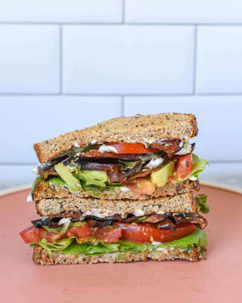 Vegan Mushroom Bacon BLT Sandwich