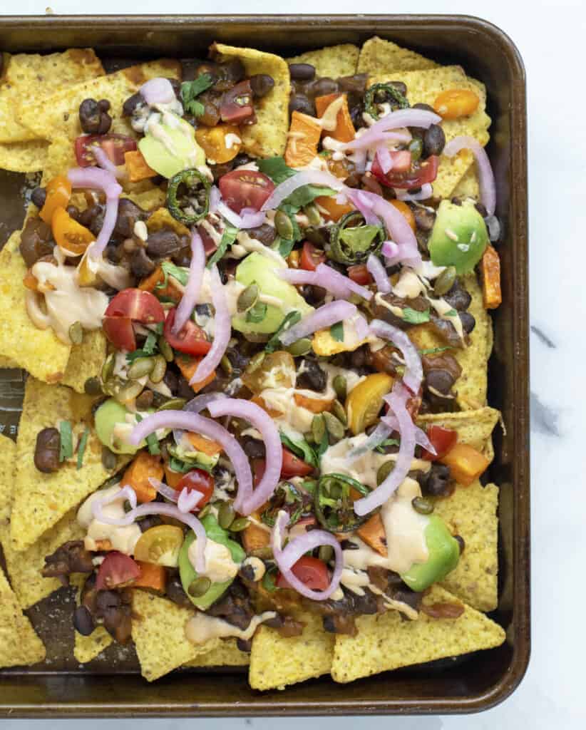 BBQ Black Beans Vegan Nachos