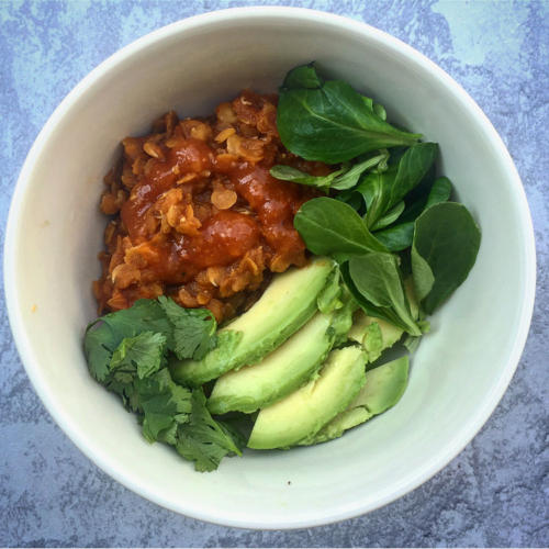 Vegan Spicy Red Lentil Bowl Recipe