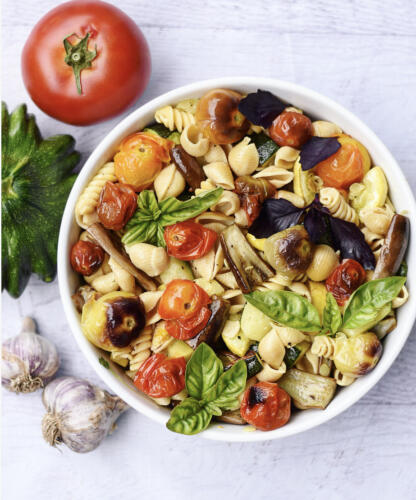 Farmers Market Vegetable Chickpea Vegan Pasta Recipe 